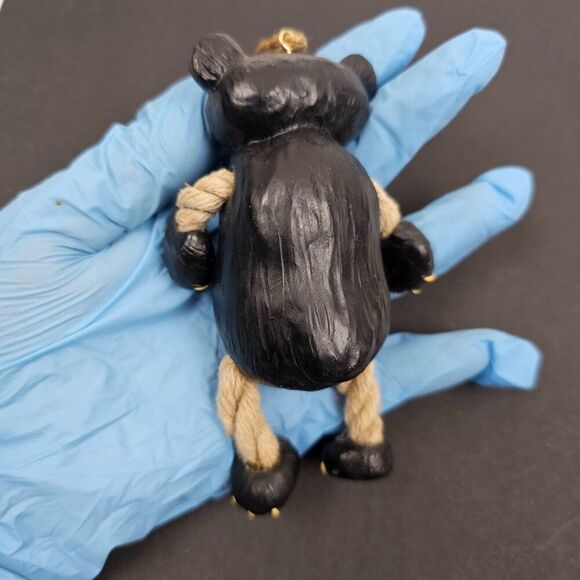 Vintage Bert Anderson Christmas Bear Ornament 2002 Dangling Folk‎ Art Jute Rope - Picture 15 of 16